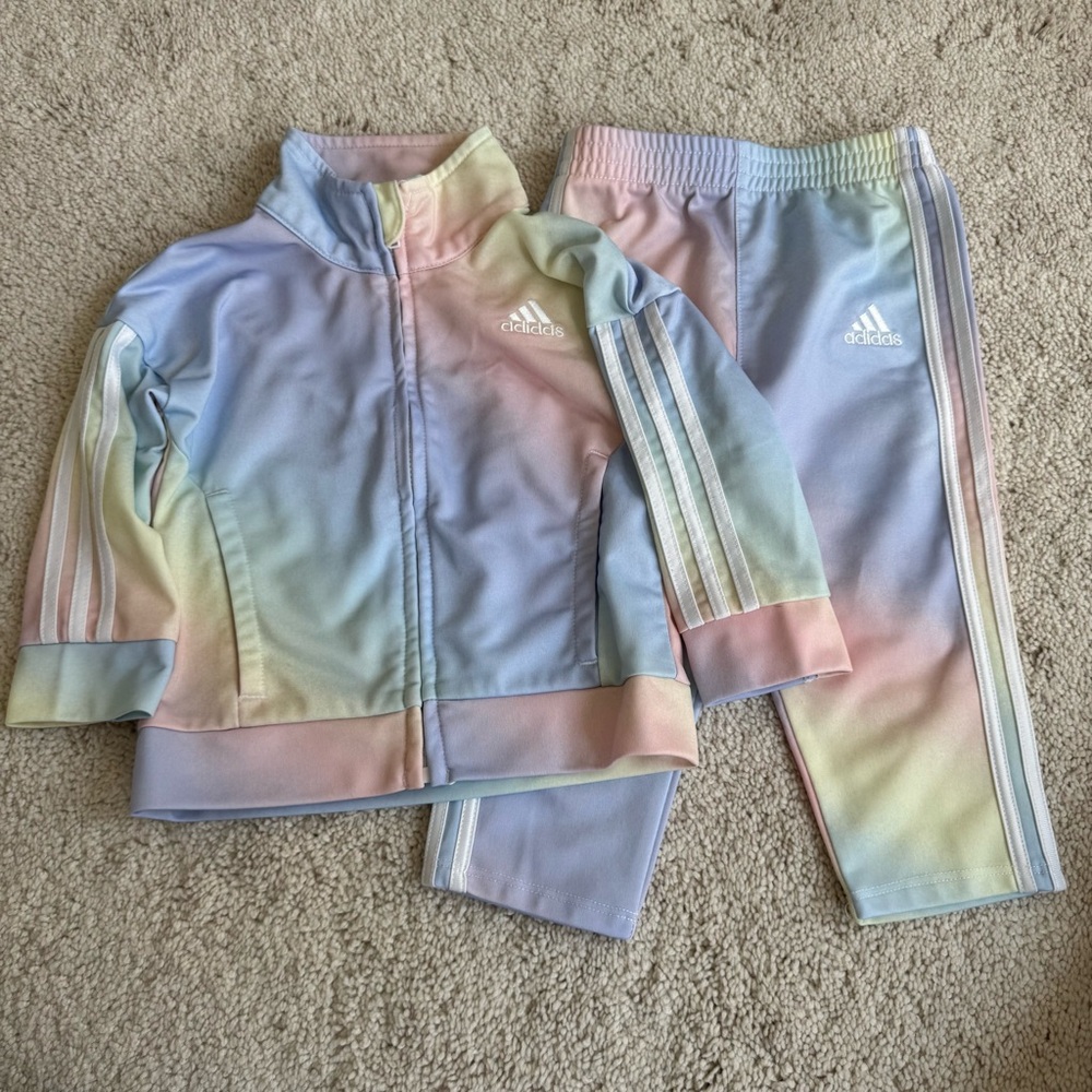 12M Adidas Kids Rainbow Tie Dye Sweatpants & Jacket Set